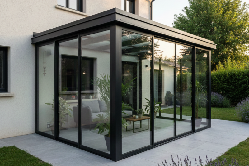 Pose de véranda à angles droits sur mesure sur Blagnac 31700 en Haute Garonne